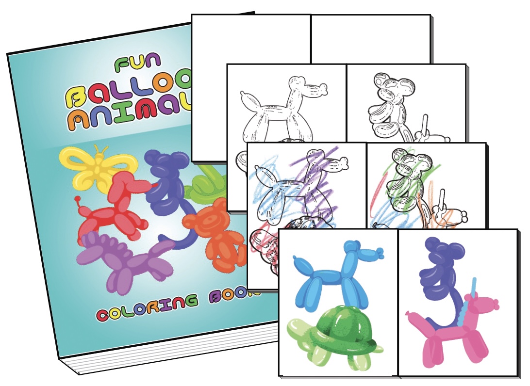 Balloon Animal 4-Way Coloring Book